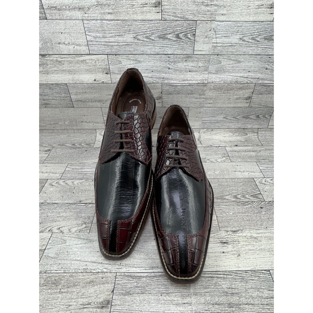 Stacy Adams Men Size 9M Burgundy Black‎ Exotic Print Leather Oxford Shoes